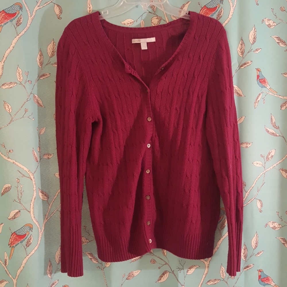 Warm Purple Herringbone Button Down Cardi
